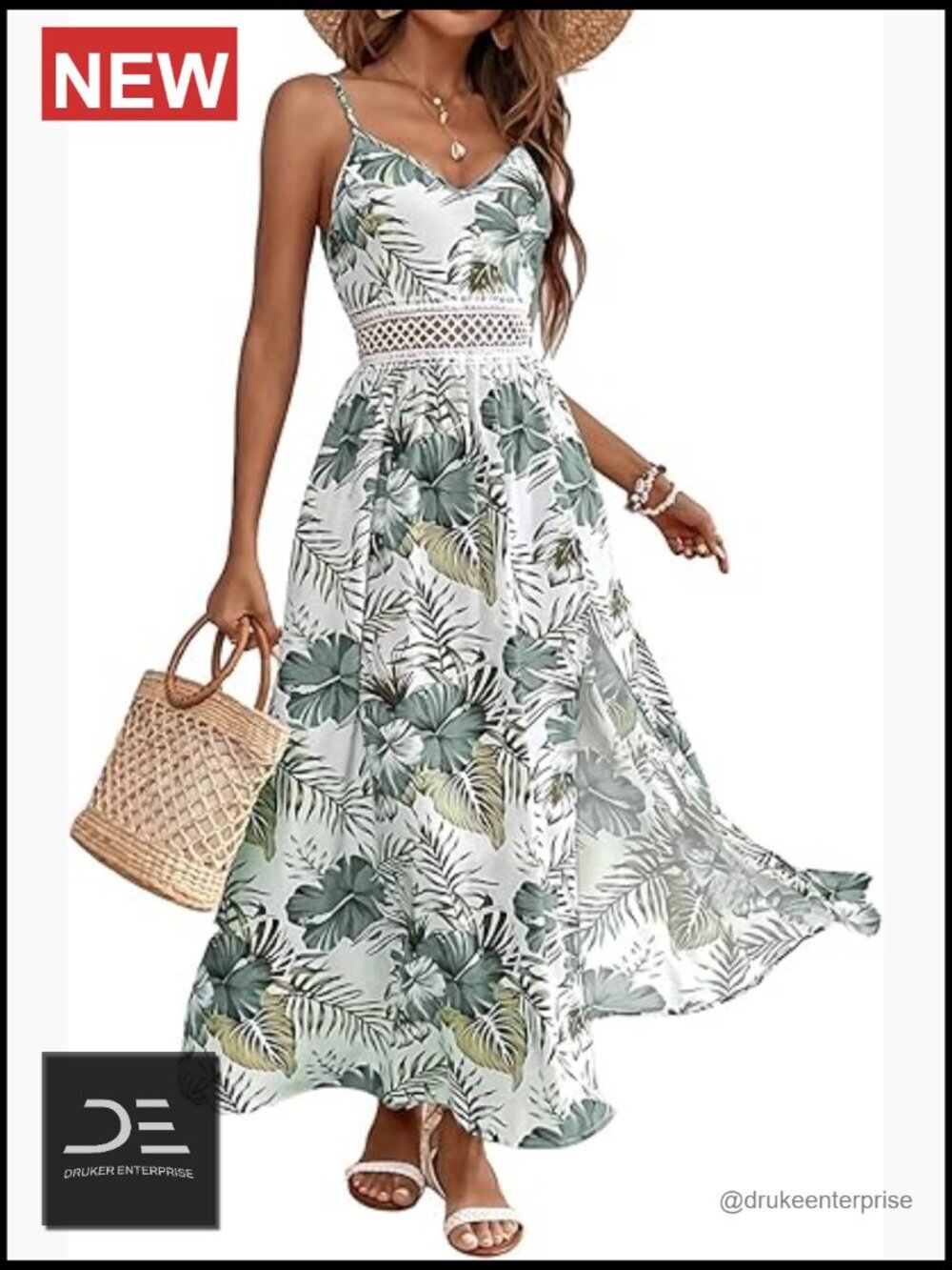 Sleeveless V-Neck Floral Maxi Dress with Spaghetti Straps and Smocked Waist